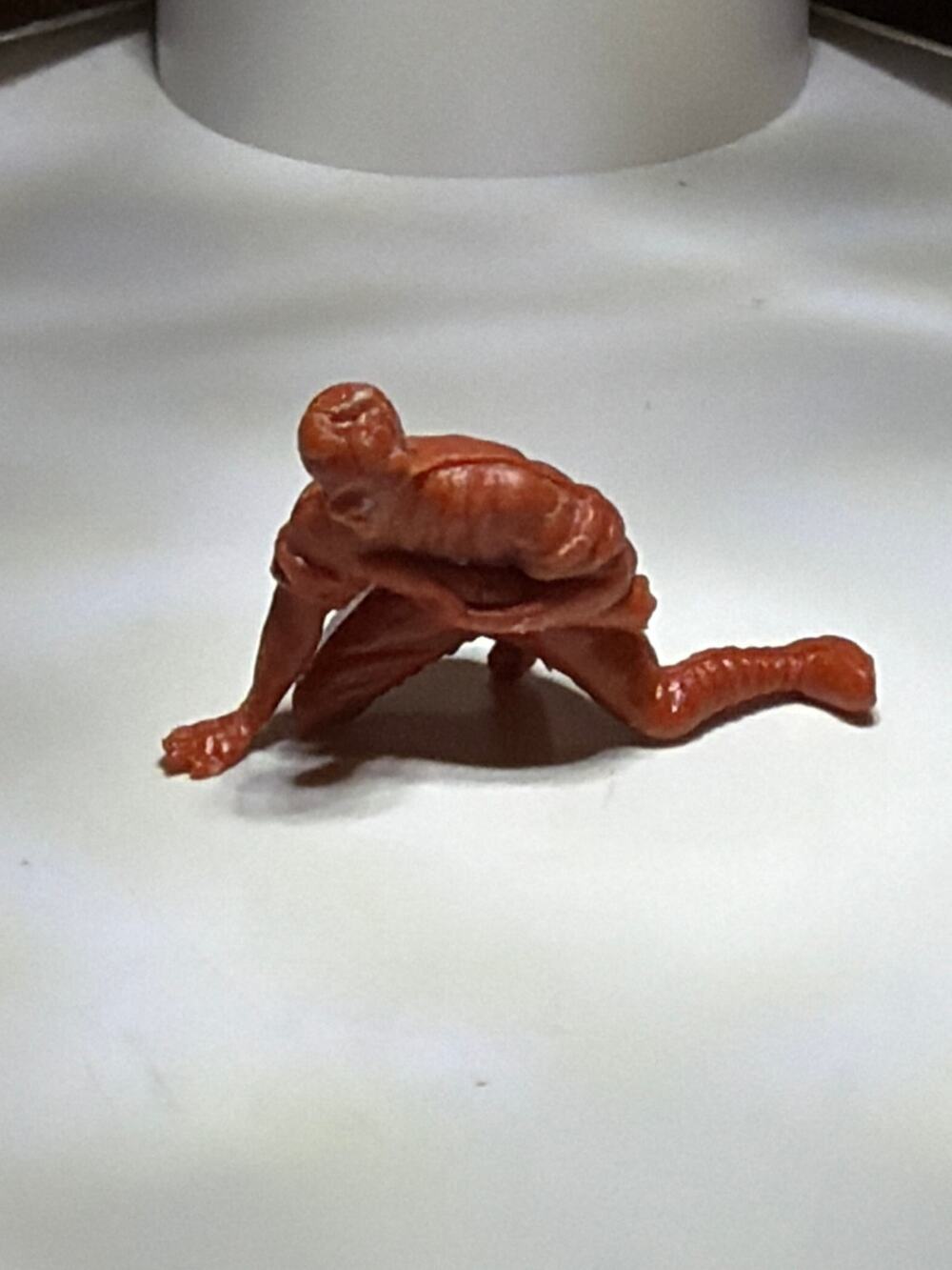 Vintage Brown Plastic Wounded Crawling Soldier Figure Military Toy Unmarked 1.5"